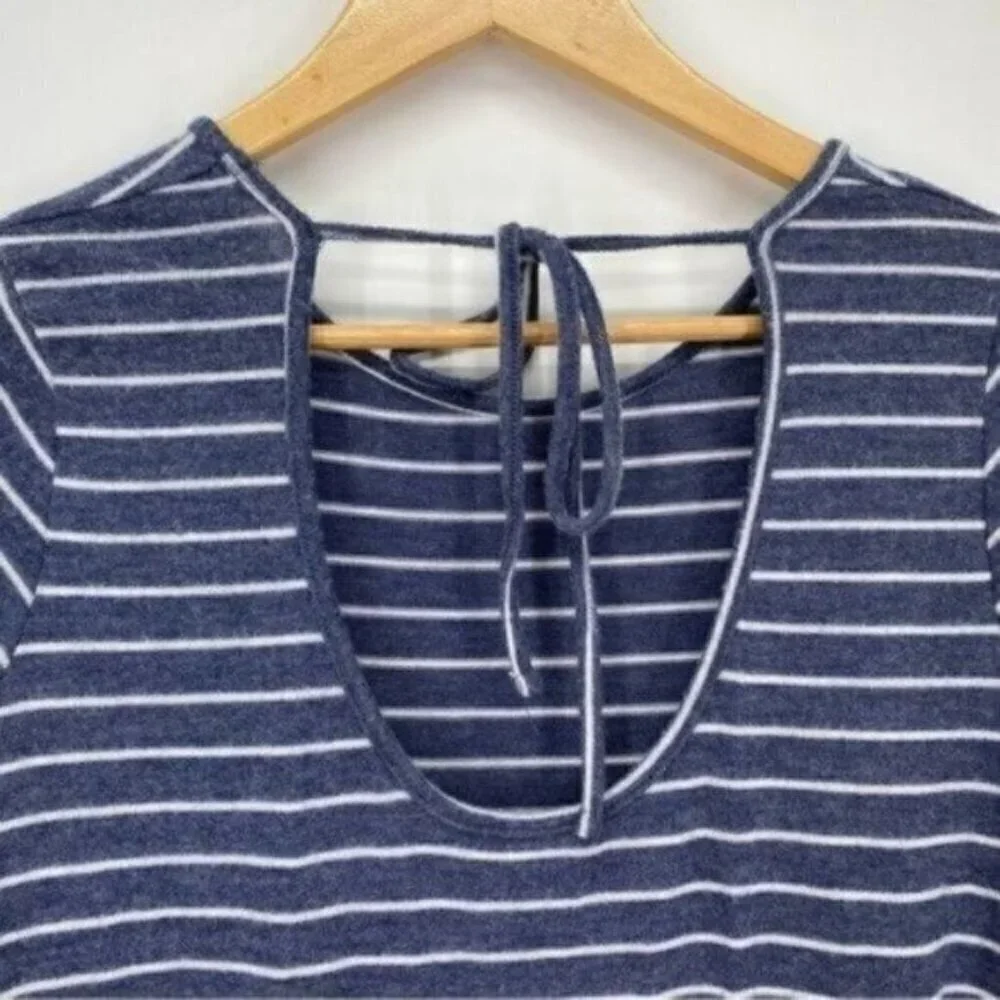 Modcloth Peplum Top Blue White Striped Knit - Picture 7 of 11